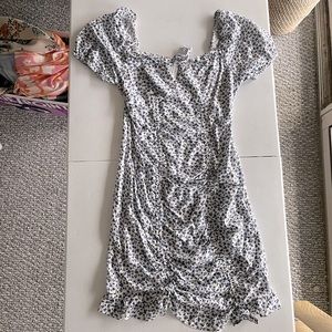 Ruched Floral Mini Dress